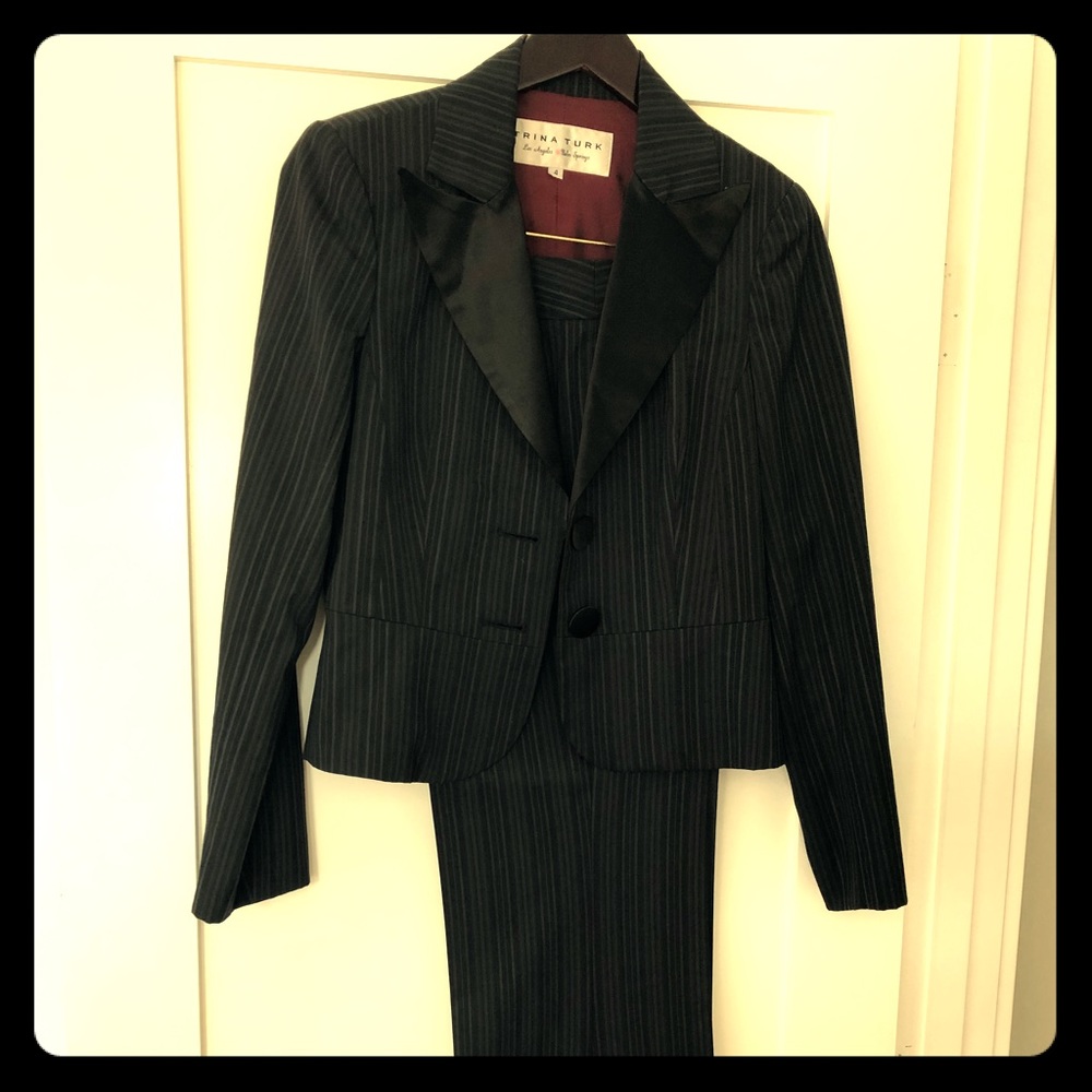 Trina Turk navy stripe pantsuit